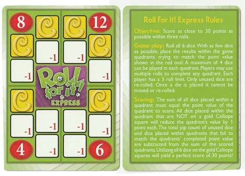Roll For It Express: Game Boy Geek Version Of The Solitaire Microgame